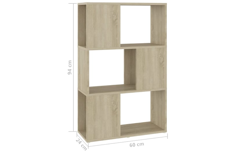 bogreol/rumdeler 60x24x94 cm spånplade sonoma-eg - Brun - Opbevaring - Hylder & Reoler - Bogreol