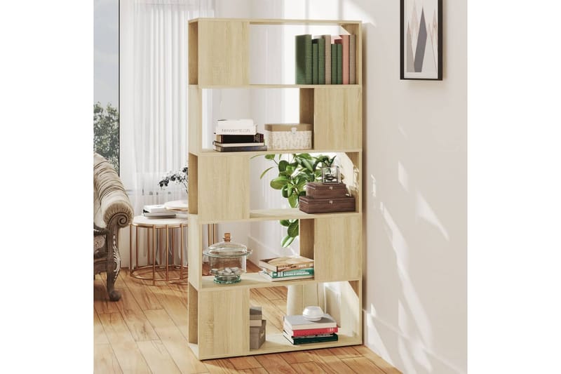bogreol/rumdeler 80 x 24 x 155 cm spånplade sonoma-eg - Brun - Opbevaring - Hylder & Reoler - Bogreol
