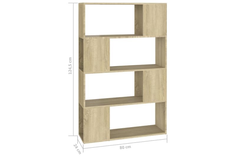 bogreol/rumdeler 80x24x124,5 cm spånplade sonoma-eg - Brun - Opbevaring - Hylder & Reoler - Bogreol