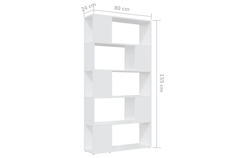 bogreol/rumdeler 80x24x155 cm spånplade hvid - Hvid - Opbevaring - Hylder & Reoler - Bogreol