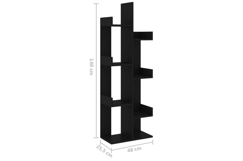 bogskab 48x25,5x140 cm spånplade sort - Sort - Bogreol