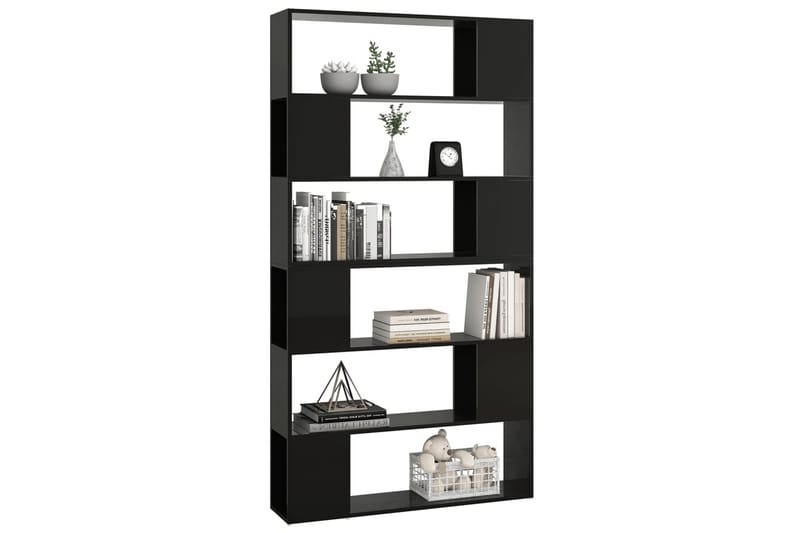 bogskab/rumdeler 100x24x188 cm spånplade sort højglans - Sort - Opbevaring - Hylder & Reoler - Bogreol