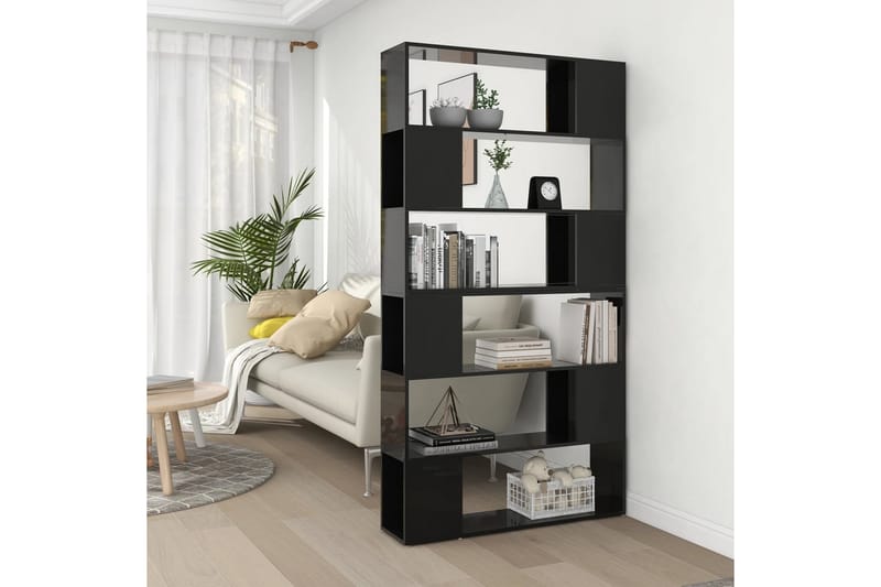 bogskab/rumdeler 100x24x188 cm spånplade sort højglans - Sort - Opbevaring - Hylder & Reoler - Bogreol