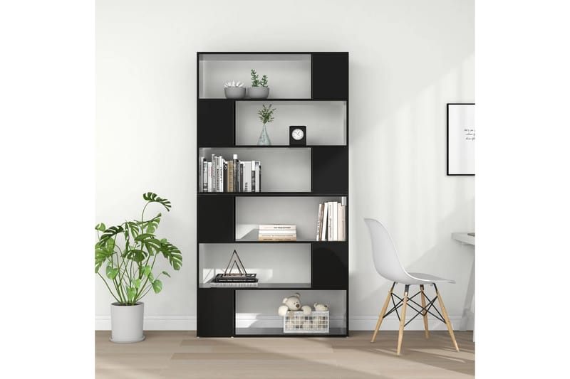 bogskab/rumdeler 100x24x188 cm spånplade sort højglans - Sort - Opbevaring - Hylder & Reoler - Bogreol