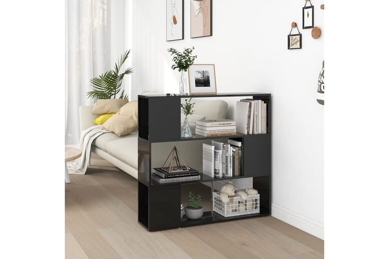 bogskab/rumdeler 100x24x94 cm spånplade sort højglans - Sort - Opbevaring - Hylder & Reoler - Bogreol