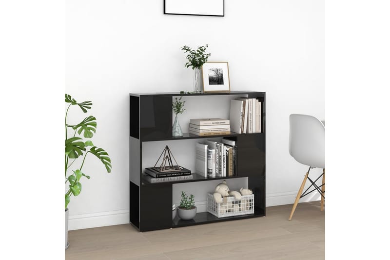 bogskab/rumdeler 100x24x94 cm spånplade sort højglans - Sort - Opbevaring - Hylder & Reoler - Bogreol