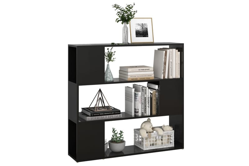 bogskab/rumdeler 100x24x94 cm spånplade sort højglans - Sort - Opbevaring - Hylder & Reoler - Bogreol