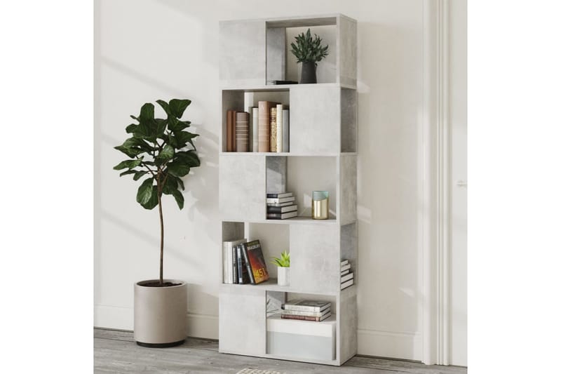 bogskab/rumdeler 60x24x155 cm spånplade betongrå - Grå - Opbevaring - Hylder & Reoler - Bogreol