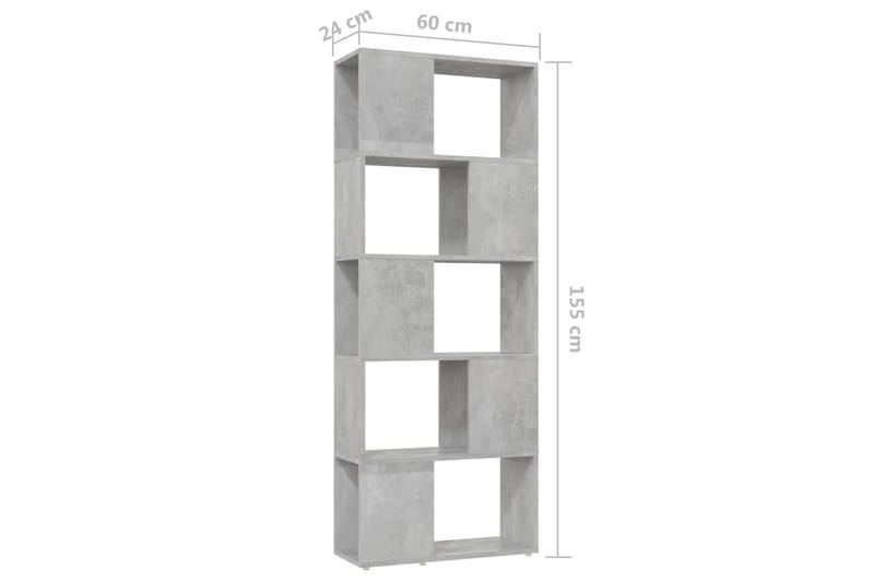 bogskab/rumdeler 60x24x155 cm spånplade betongrå - Grå - Opbevaring - Hylder & Reoler - Bogreol