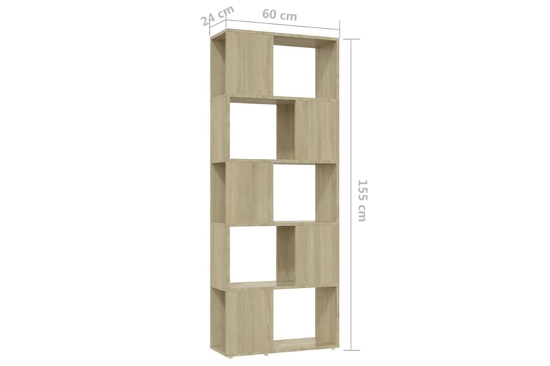 bogskab/rumdeler 60x24x155 cm spånplade sonoma-eg - Brun - Opbevaring - Hylder & Reoler - Bogreol