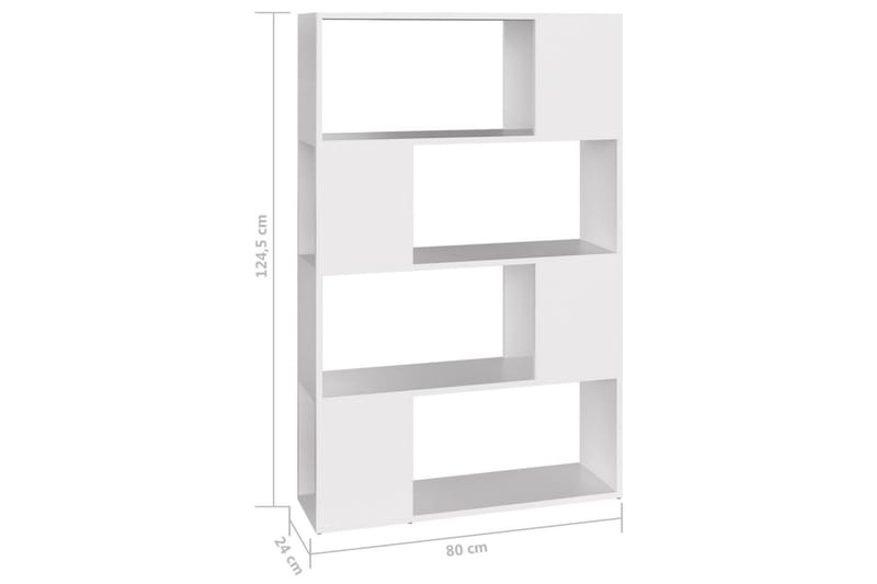 bogskab/rumdeler 80x24x124,5 cm spånplade hvid - Hvid - Opbevaring - Hylder & Reoler - Bogreol