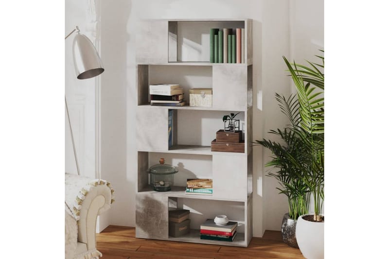bogskab/rumdeler 80x24x155 cm spånplade betongrå - Grå - Opbevaring - Hylder & Reoler - Bogreol