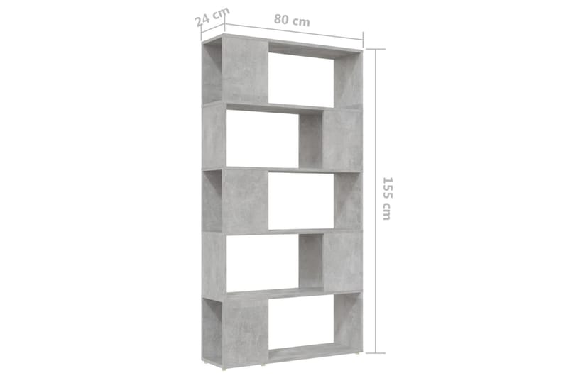 bogskab/rumdeler 80x24x155 cm spånplade betongrå - Grå - Opbevaring - Hylder & Reoler - Bogreol