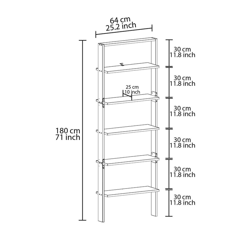 Branik Bogreol 61x180x25 cm - Antracit og antik valnød - Opbevaring - Hylder & Reoler - Bogreol