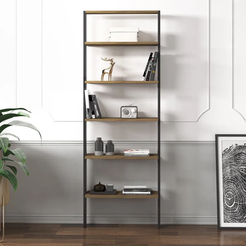 Branik Bogreol 61x180x25 cm - Antracit og antik valnød - Opbevaring - Hylder & Reoler - Bogreol