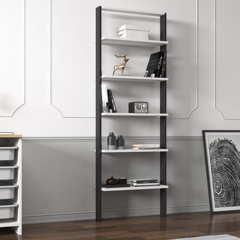 Branik Bogreol 61x180x25 cm - Antracit og hvid - Opbevaring - Hylder & Reoler - Bogreol