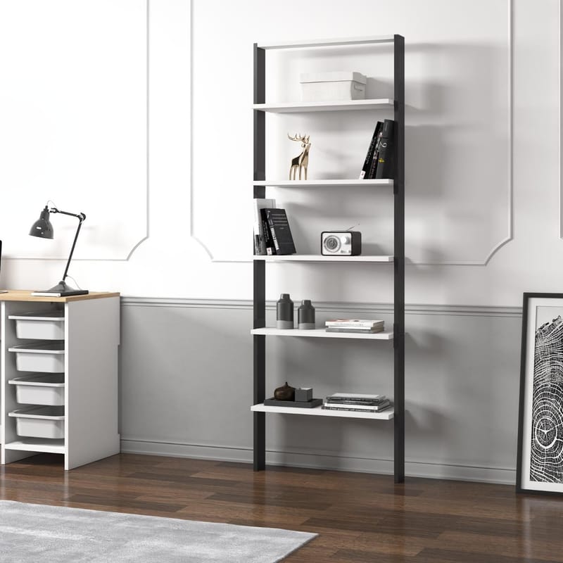 Branik Bogreol 61x180x25 cm - Antracit og hvid - Opbevaring - Hylder & Reoler - Bogreol