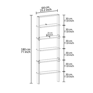 Branik Bogreol 61x180x25 cm - Antracit/Hvid - Opbevaring - Hylder & Reoler - Bogreol