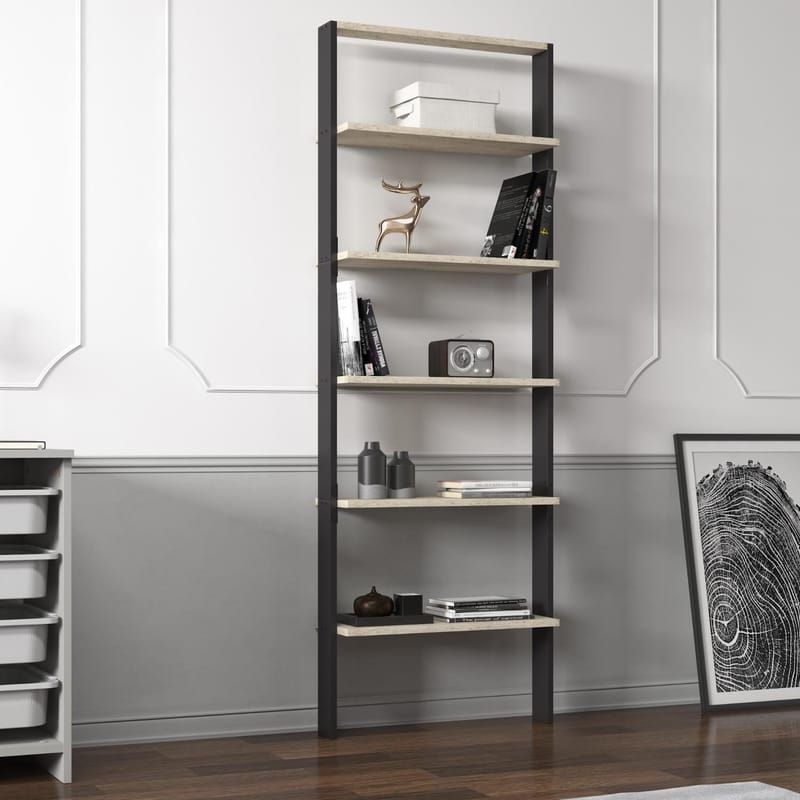 Branik Bogreol 61x180x25 cm - Travertine og Anthracite - Opbevaring - Hylder & Reoler - Bogreol