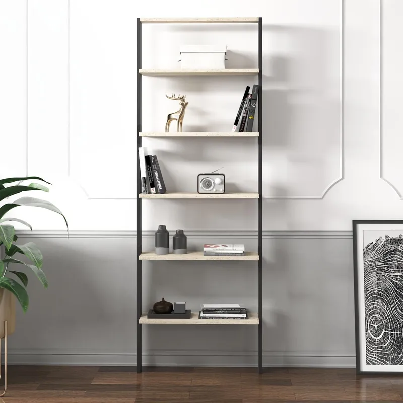 Branik Bogreol 61x180x25 cm - Travertine og Anthracite - Opbevaring - Hylder & Reoler - Bogreol