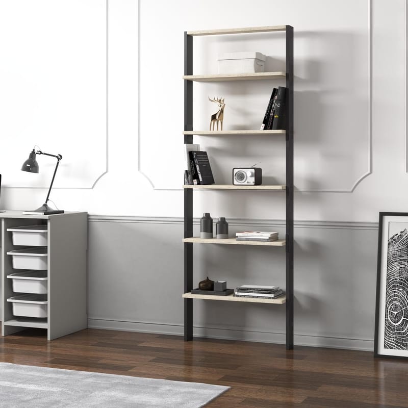 Branik Bogreol 61x180x25 cm - Travertine og Anthracite - Opbevaring - Hylder & Reoler - Bogreol