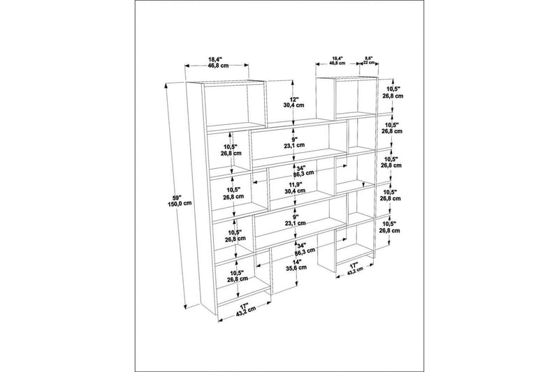 Bravelle Reol 163,5 cm - Beige/Sort - Opbevaring - Hylder & Reoler - Bogreol