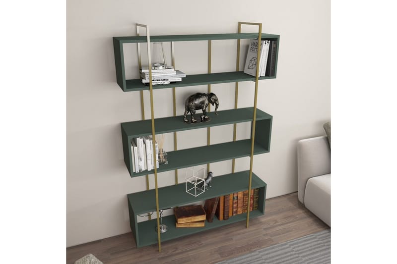 Bruti Reol 120 cm - Guld/Grøn - Opbevaring - Hylder & Reoler - Bogreol