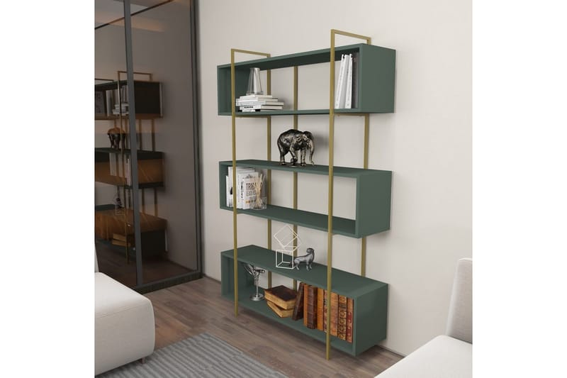 Bruti Reol 120 cm - Guld/Grøn - Opbevaring - Hylder & Reoler - Bogreol
