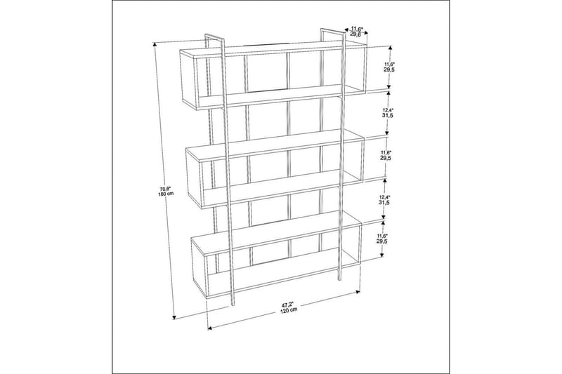 Bruti Reol 120 cm - Lysebrun/Guld - Opbevaring - Hylder & Reoler - Bogreol