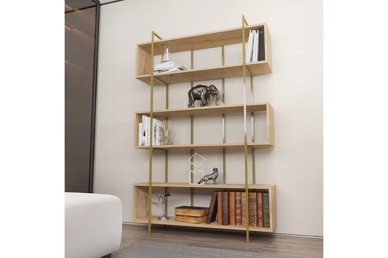 Bruti Reol 120 cm - Lysebrun/Guld - Opbevaring - Hylder & Reoler - Bogreol