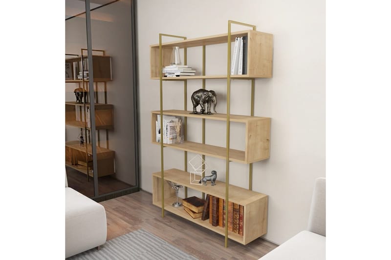 Bruti Reol 120 cm - Lysebrun/Guld - Opbevaring - Hylder & Reoler - Bogreol