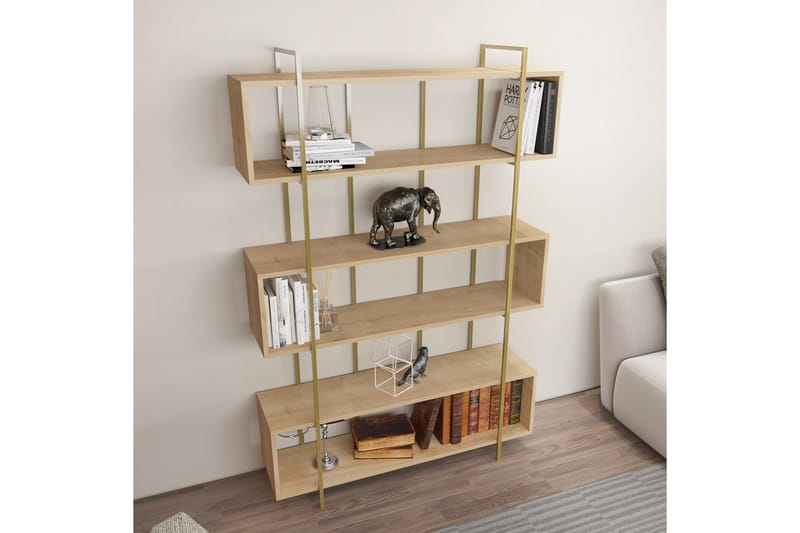 Bruti Reol 120 cm - Lysebrun/Guld - Opbevaring - Hylder & Reoler - Bogreol