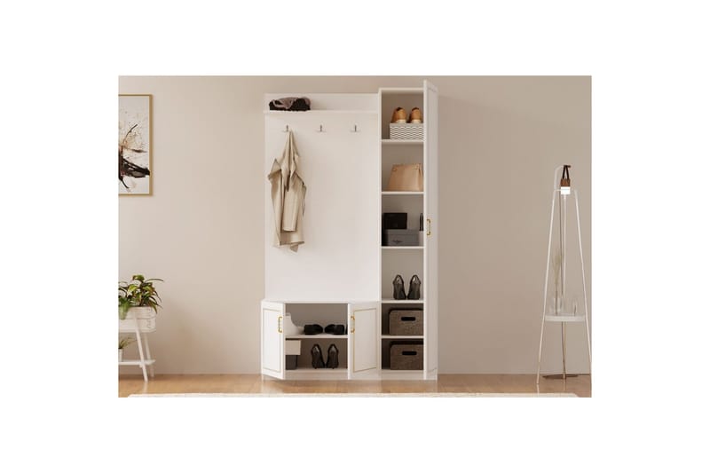 Caeton Hyldesystem 200 cm - Mat Hvid - Opbevaring - Hylder & Reoler - Reolsystem