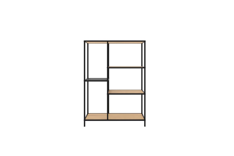 Cytis Industriel Bogreol 80 cm i Metal med Træplade, Sort