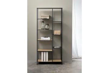 Cytis Industriel Bogreol 80 cm i Metal med Træplade - Sort - Opbevaring - Hylder & Reoler - Bogreol