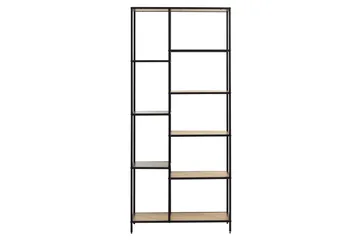 Cytis Industriel Bogreol 80 cm i Metal med Træplade - Sort - Opbevaring - Hylder & Reoler - Bogreol