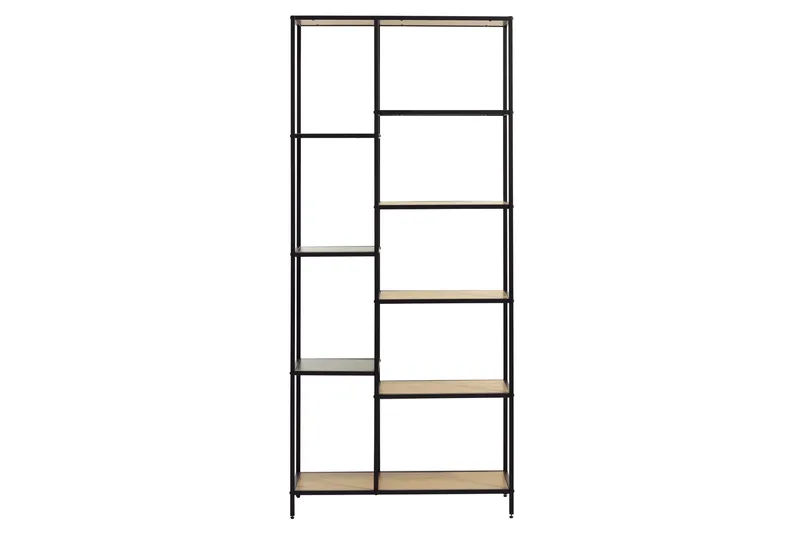 Cytis Industriel Bogreol 80 cm i Metal med Træplade, Sort