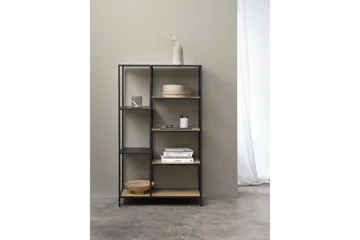 Cytis Industriel Reol 80 cm i Metal med Træplade - Sort - Opbevaring - Hylder & Reoler - Bogreol