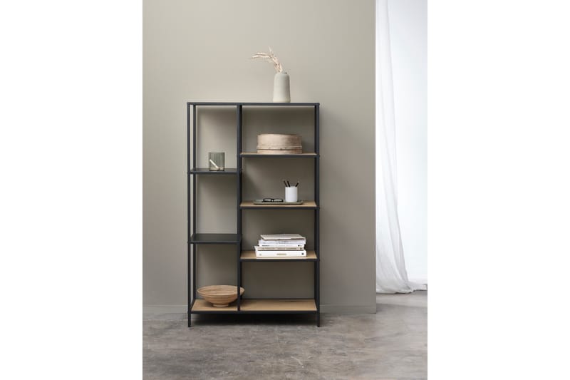 Cytis Industriel Reol 80 cm i Metal med Træplade - Sort - Opbevaring - Hylder & Reoler - Bogreol