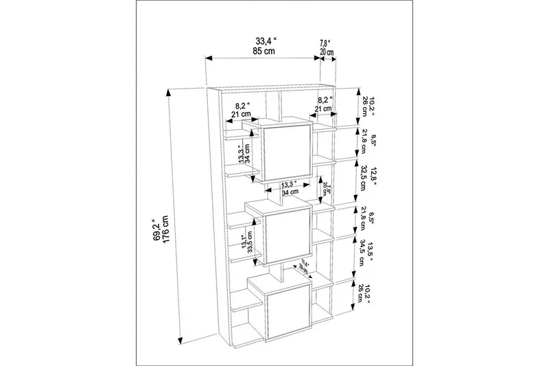 Dargaville Bogreol 85 cm - Sort/Valnød - Opbevaring - Hylder & Reoler - Bogreol