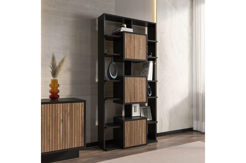 Dargaville Bogreol 85 cm - Sort/Valnød - Opbevaring - Hylder & Reoler - Bogreol