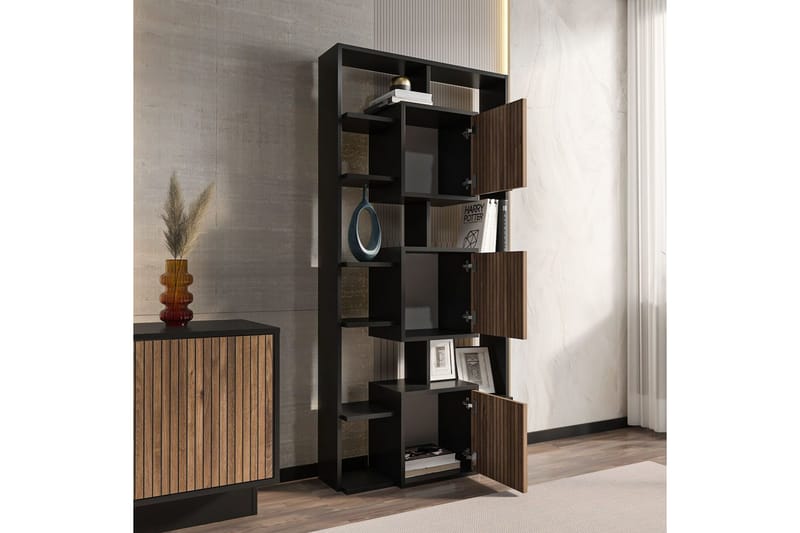 Dargaville Bogreol 85 cm - Sort/Valnød - Opbevaring - Hylder & Reoler - Bogreol