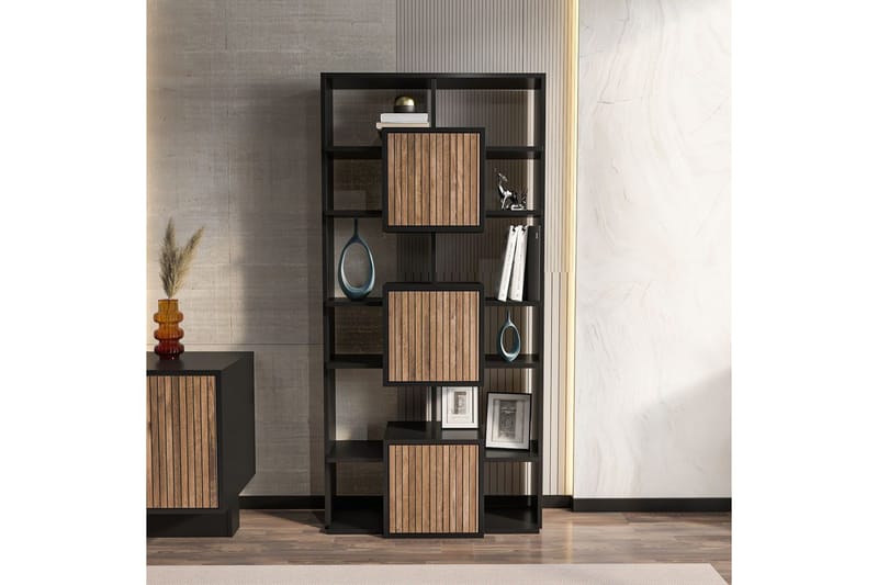 Dargaville Bogreol 85 cm - Sort/Valnød - Opbevaring - Hylder & Reoler - Bogreol