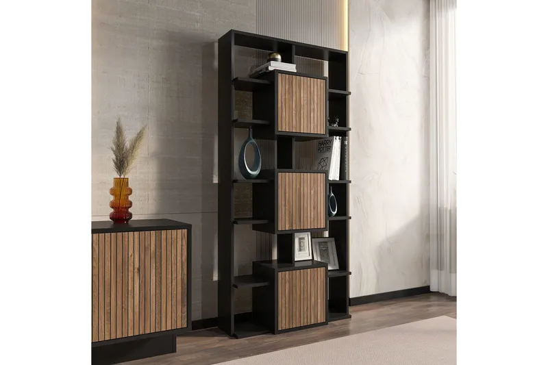 Dargaville Bogreol 85 cm - Sort/Valnød - Opbevaring - Hylder & Reoler - Bogreol