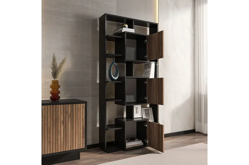 Dargaville Bogreol 85 cm - Sort/Valnød - Opbevaring - Hylder & Reoler - Bogreol