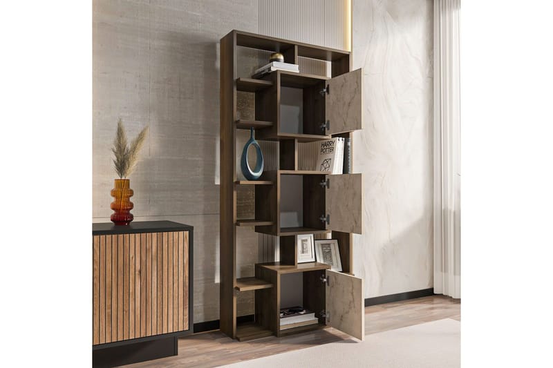 Dargaville Bogreol 85 cm - Valnød/Travertin - Opbevaring - Hylder & Reoler - Bogreol