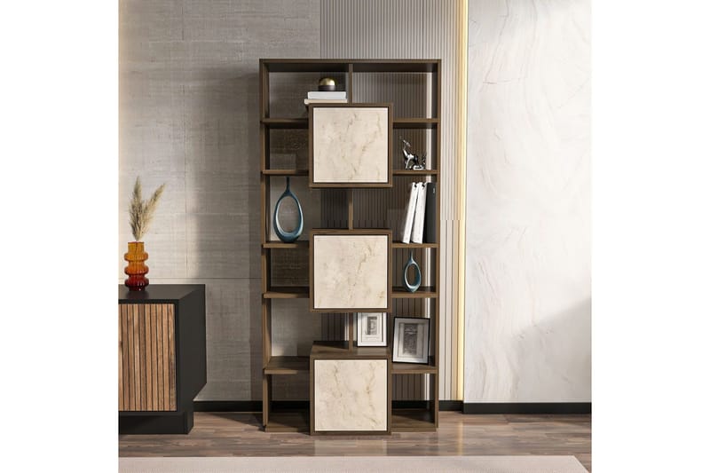 Dargaville Bogreol 85 cm - Valnød/Travertin - Opbevaring - Hylder & Reoler - Bogreol