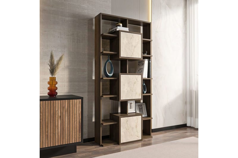 Dargaville Bogreol 85 cm - Valnød/Travertin - Opbevaring - Hylder & Reoler - Bogreol