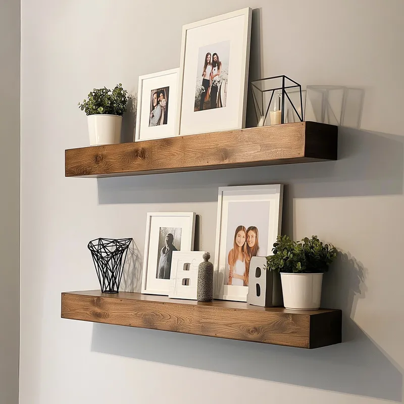Dekorativ væghylde i træ Hanah Home Rafect Træ (13 x 60 x 11 cm) Model dobbelt hylde, undefined