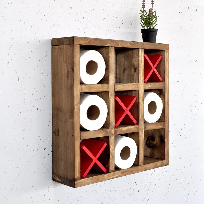 Dekorativ væghylde i træ Hanah Home Raflin (42,5 x 42,5 x 11 cm) Træ / Rød, undefined